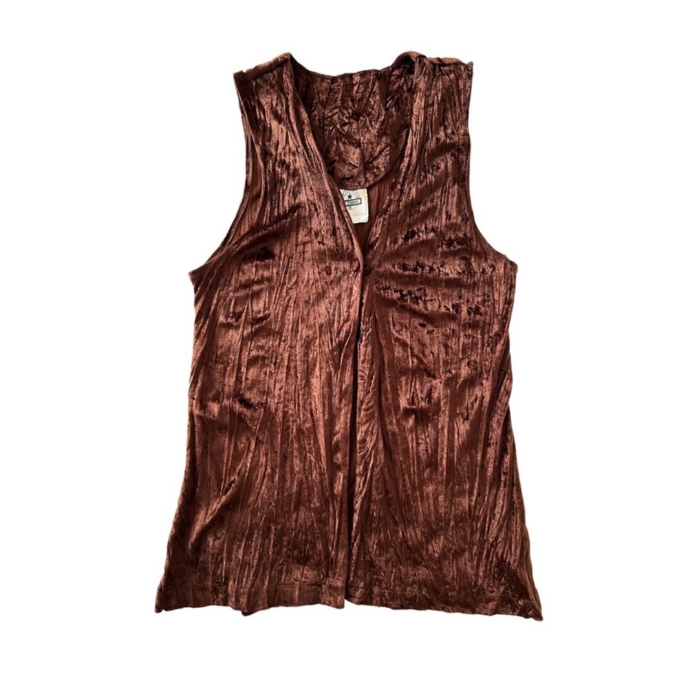 📣ANY 3 @ $33 - $6.99 ship📣 Vintage 90s Au Coton Crushed Velvet Tunic Vest One Bu
